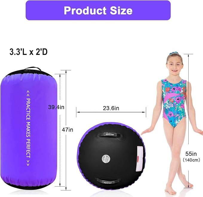 VOFiTNY Gymnastics Tumbling Equipment Air Barrel Inflatable Octagon Tumbler Roller Back-bend Trainer Cheerleading Without Pump