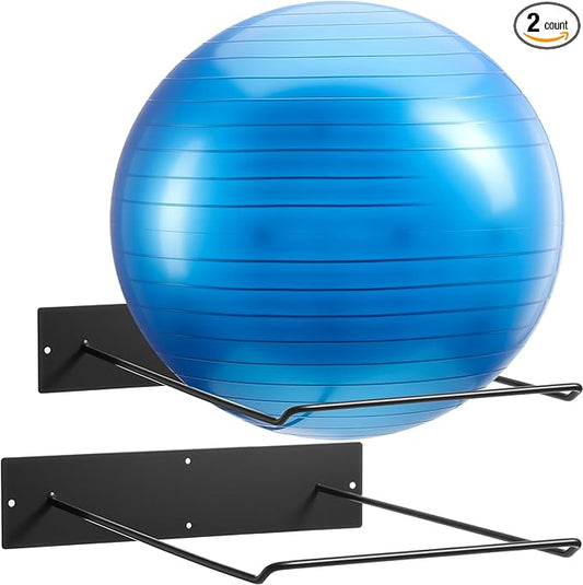 Threan Metal Medicine Ball Rack Wall Mounted 16.6'' Large Yoga Storage Ball Rack Thickened Black Sport Exercise Equipment Holder for Gyms Studios Home Space