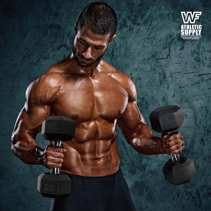 WF Athletic Supply 200Lb Dumbbell Set, 10-30Lb Dumbbell Set with Two-Tier Storage Rack for Muscle Toning, Strength Building & Weight Loss - Multiple Choices Available