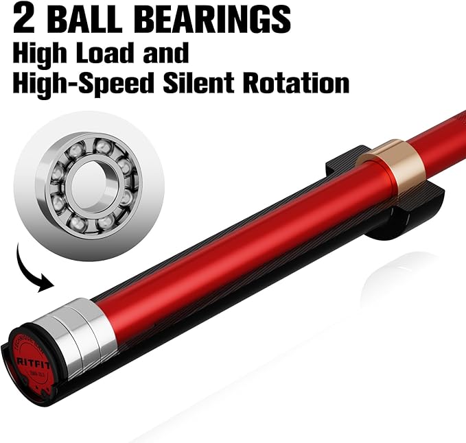 RITFIT Olympic Barbell 4ft/4.8ft/6ft - 2 Inch Weight Bar for Strength Training, Weightlifting, Squat, Deadlift, Bench Press, Curl, Overhead Press - 350lbs/500lbs Capacity