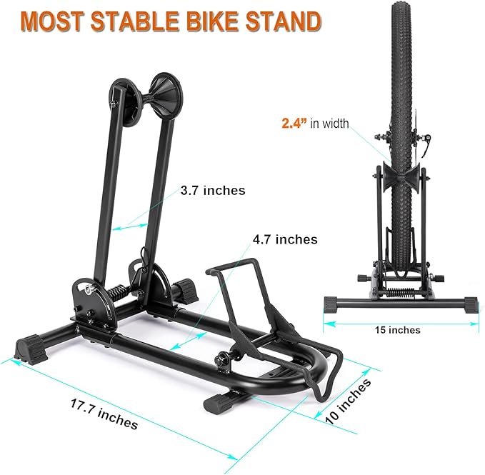 Indoor Bike Floor Stand - Bike Stand Rack for Garage/Home - Bike Storage Bicycle Parking Rack Fit 26”-29” Mountain Road Bikes (1 Bike Rack)