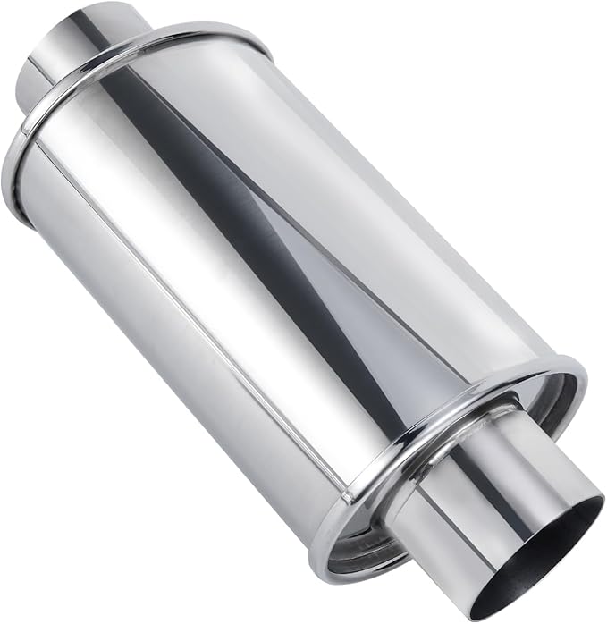 ELSHINE 2.5'' Ultra Quiet Resonator,304 Stainless Steel Exhaust Vibrant Resonator 2.5in,2.5'' Inlet & Outlet Universal Performance Muffler Resonators,silver