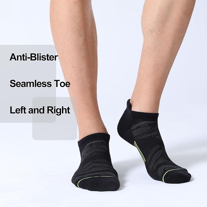 FITRELL 6 Pack Men's Ankle Running Socks Low Cut Cushioned Athletic Sports Socks 7-9/9-12/12-15