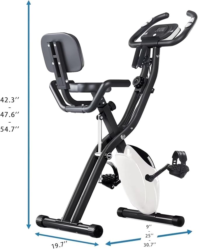 Merax Exercise Bike,Workout Bikes for Home,Folding Stationary Bikes for Home with 16-Level Magnetic Resistance, 300LBS Capacity X-Bike Indoor Exercise Equipment with Heart Rate Sensor & LCD Monitor