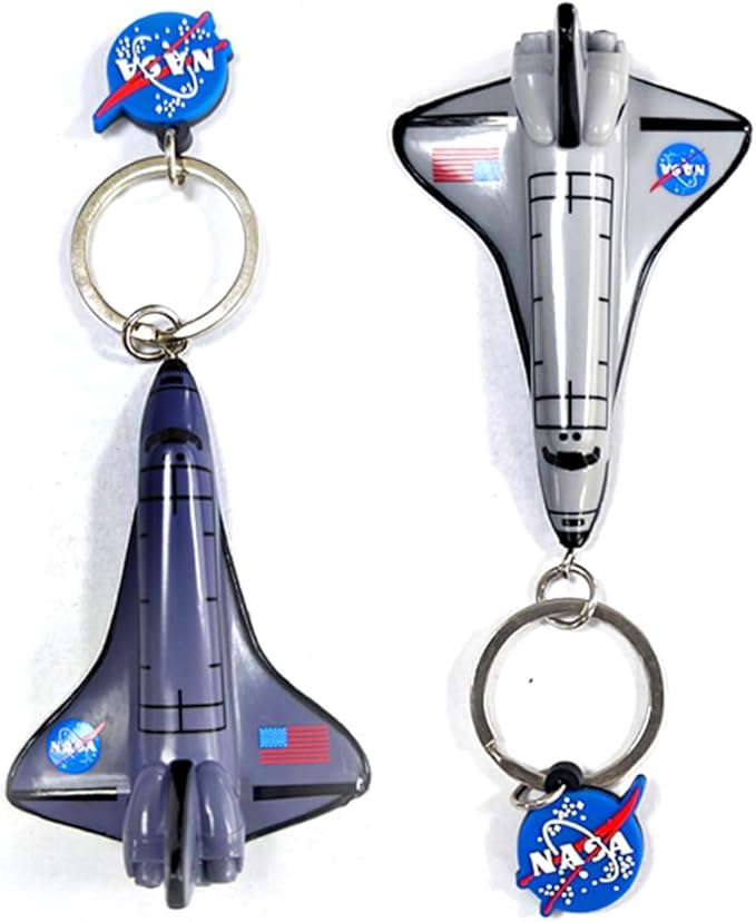 Cute Keychains for Backpacks, NASA Space Shuttle Keychain, Astronaut Airplane Key Chain, Colorful PVC Key Ring