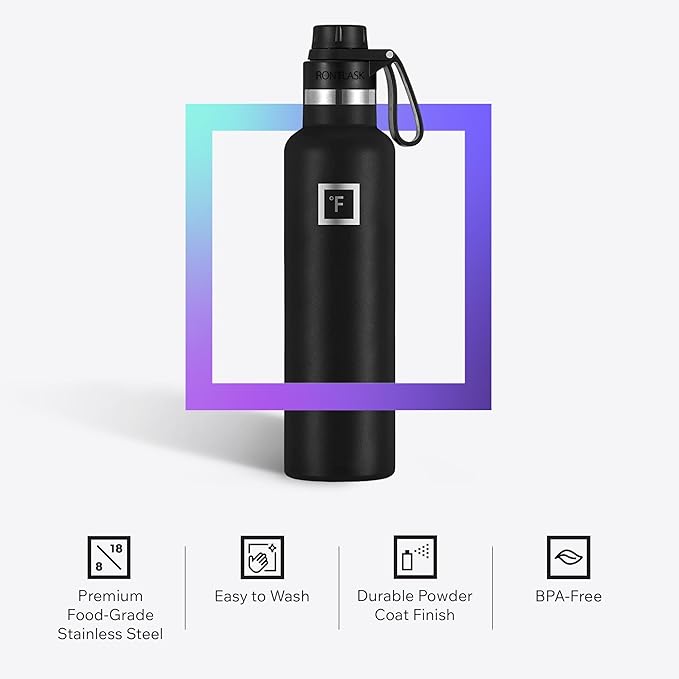 IRON °FLASK Camping & Hiking Hydration Flask with Spout, BPA-Free Insulated Stainless Steel Sports Water Bottle - 24 oz Sand