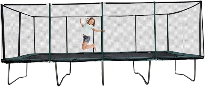 Happy Trampoline Pro Rectangle Trampoline - Heavy Duty 750lbs Jumping Capacity With Net Enclosure - Large Commercial Grade Rectangular Outdoor for Backyard Gymnastics