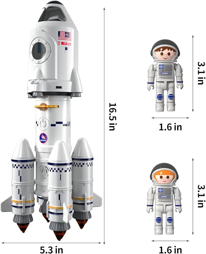Space Shuttle Rocket Ship Toys for Kids Boys Age 3 4 5 6 7 8 9 Years Old, 5-in-1 STEM Science Educational Aerospace Toys with 2 Astronauts Figures, Projection Lamp, Space Toy Gift Birthday Christmas