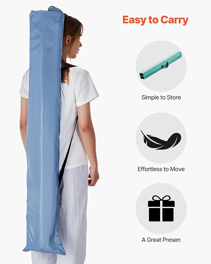VEVOR 8FT Balance Beam for Kids, 200-350LBS Stable Support Gymnastics Floor Beam with Non-Slip Mat, Wood-Core/EVA Gymnastics Training Equipment with Anti-Slip Bottom & Carry Bag for Home Gym