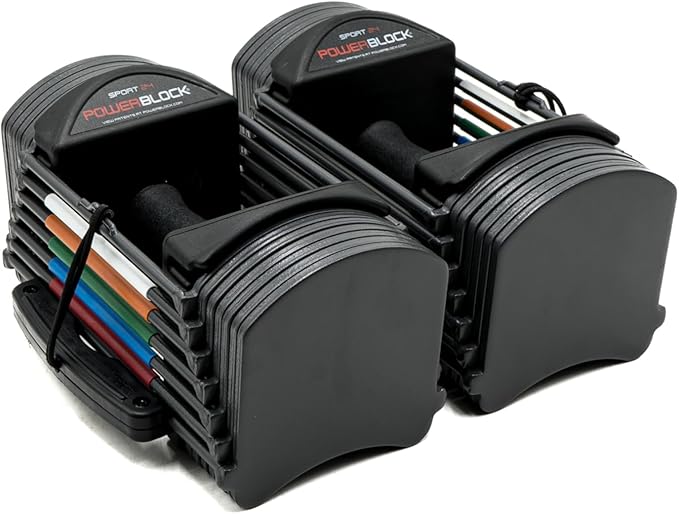 PowerBlock Sport 24 Adjustable Dumbbells, 3-24 lb. Durable Steel Build, Innovative At Home Workout Equipment, All-in-One Strength Training