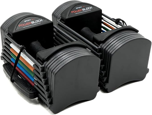 PowerBlock Sport 24 Adjustable Dumbbells, 3-24 lb. Durable Steel Build, Innovative At Home Workout Equipment, All-in-One Strength Training