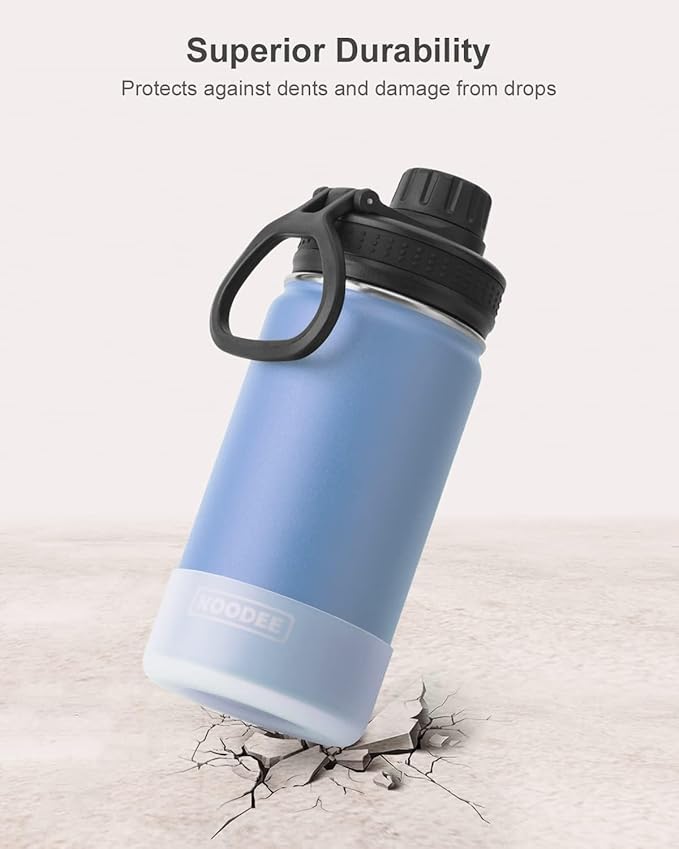 koodee 12 oz Water Bottle for School Stainless Steel Vacuum Insulated Wide Mouth Water Flask with Leakproof Spout Lid (Royal Blue)