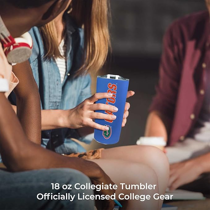 Campus Colors NCAA Stainless Steel Tumbler perfect for Gameday - 18 oz - Double Walled - Keeps Drinks Perfectly Insulated (Florida Gators - Royal)