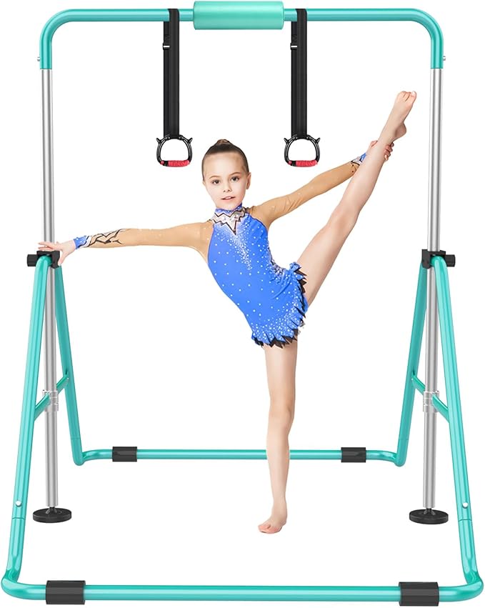 Gymnastic Bars for Kids with Adjustable Height, Folding Gymnastic Training Kip Bar, Expandable Horizontal Bar for Home