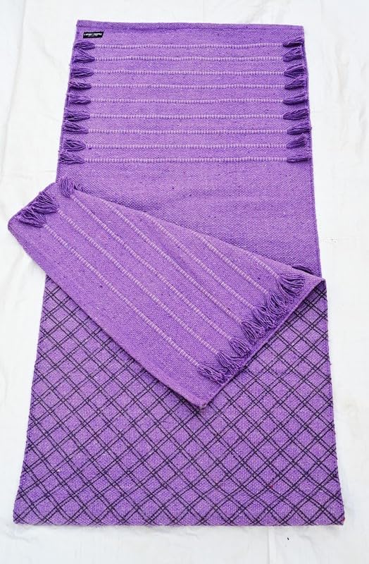 Indian Handmade100 % Organic Anti Skid Multi Colour Cotton Yoga Mat - Eco-Friendly Hand-Woven Rug - Non-Slip & Thick (24”x72”x5mm) for Hot yoga & Everyday Fitness at Home - Comfortable & Foldable Extra-Long Mat