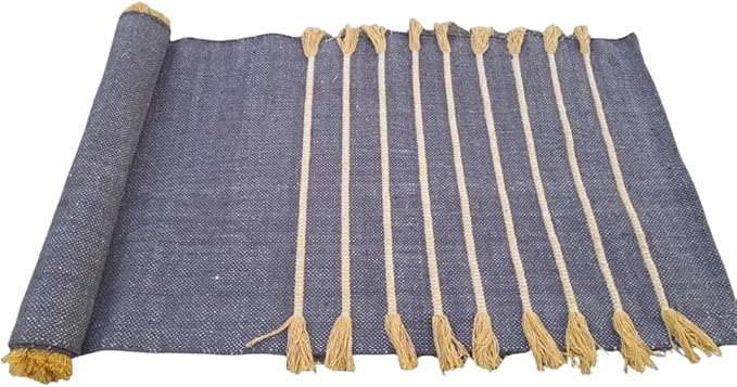 Indian Handmade100 % Organic Anti Skid Multi Colour Cotton Yoga Mat - Eco-Friendly Hand-Woven Rug - Non-Slip & Thick (24”x72”x5mm) for Hot yoga & Everyday Fitness at Home - Comfortable & Foldable Extra-Long Mat