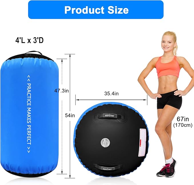 VOFiTNY Gymnastics Tumbling Equipment Air Barrel Inflatable Octagon Tumbler Roller Back-bend Trainer Cheerleading Without Pump