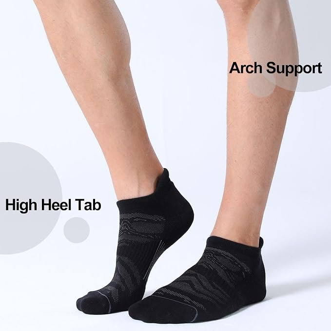 FITRELL 6 Pack Men's Ankle Running Socks Low Cut Cushioned Athletic Sports Socks 7-9/9-12/12-15