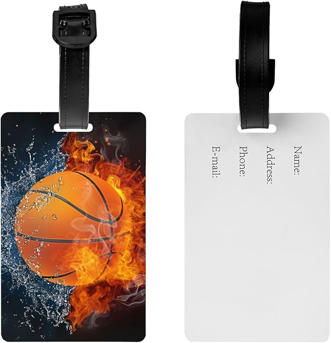 Basketball Backpack Tags for Suitcases for Kids, Sports-Themed Luggage Tags for Boys Girls, Cute Name Tag ID Identifier Labels Baggage Tag for Lunchbox Travel Bags, 1 Pc