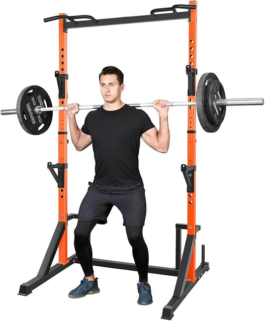 CANPA Multifunction Power Rack with Pull up Bar, Heavy Capacity and Adjustable Squat Stand Rack for Home Gym Equipment, Power Rack Cage