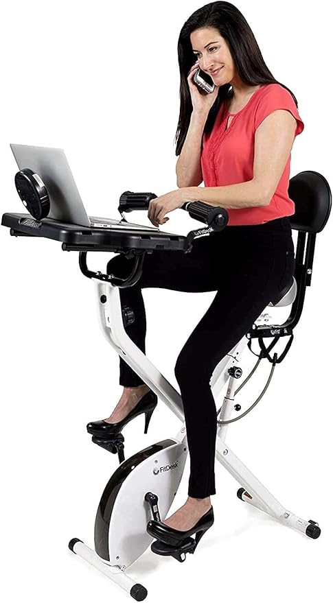 FitDesk Bike Desk 3.0 and Extension Kit Bundle - Adjustable Height Standing Desk Exercise Bike and Clamp-On Extender Attachment
