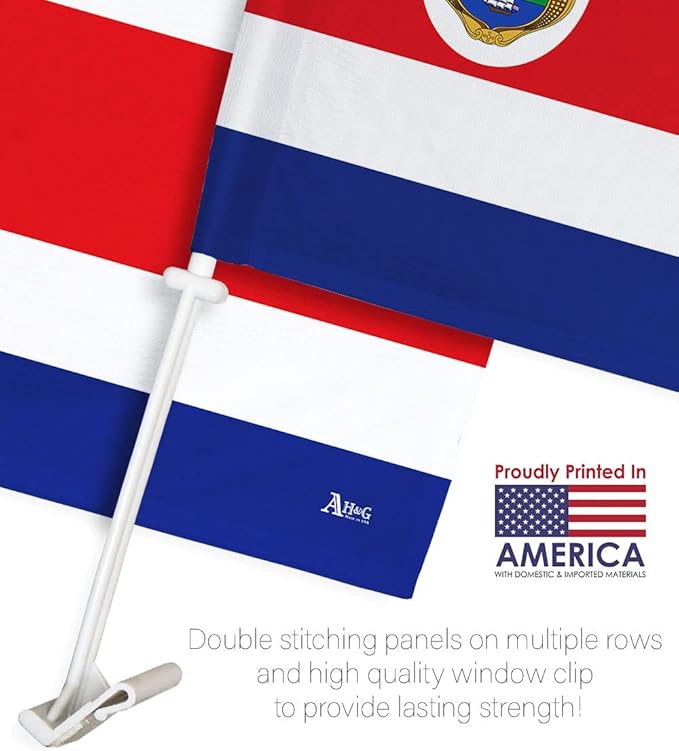 World Cup 2022 Costa Rican Car Flag Bandera Para Carros De Costa Rica Auto Decorations Small Banner For Window Clip Pole Accessories FIFA Sports Fans Outdoor Flags Trophy Game Soccer Gifts Made In USA