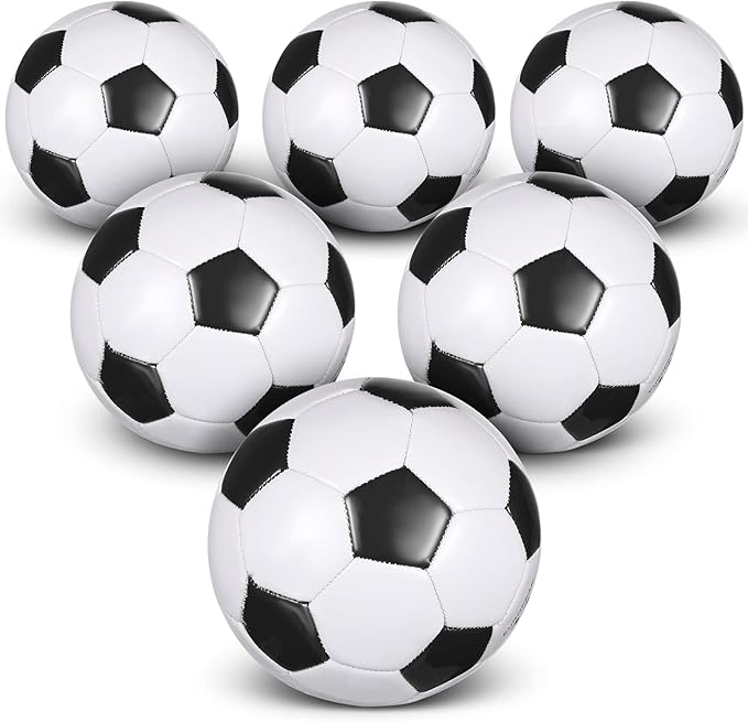 Deekin 6 Pcs Soccer Ball Bulk with Pump Teamwork Outdoor Sport Game Training Soccer Ball Bulk for School Sport Teen Adult Child