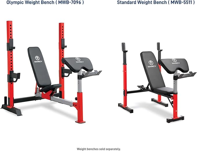 Marcy Standard & Olympic Adjustable Weight Benches and Accessories - Build You Own Home Gym with Optional Attachments Available: Lat Tower, Leg Developer, and Arm Curl for Full Body Exercise and Strength Training