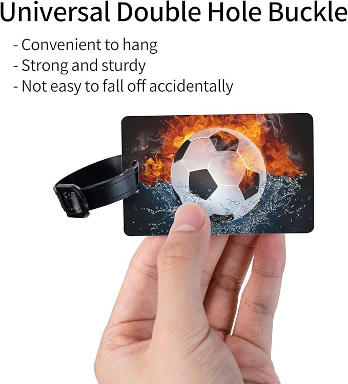 Kids Soccer Backpack Tag for Suitcases Sports Luggage Tags for Boys, Cute Small ID Identifier Labels with Adjustable Strap for Teens Adults Women Men Travel Bag, 1 Pc