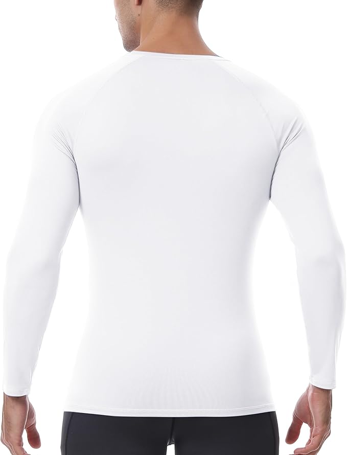 Men's Long Sleeve Compression Shirt, Quick Dry Athletic Base Layer Top, Skins Fit Football Running Workout Undershirt