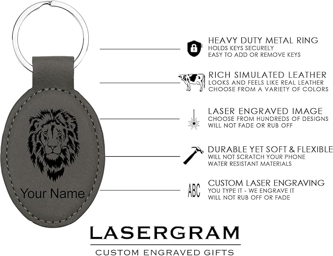 LaserGram Oval Keychain, Soccer Ball, Personalized Engraving Included
