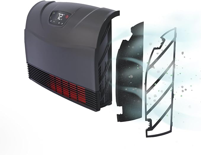 NEW Touch Screen - 1500 Watt ~ Infrared Space Heater ~ Wall Mounted ~ Wifi Enabled Grey with WIFI