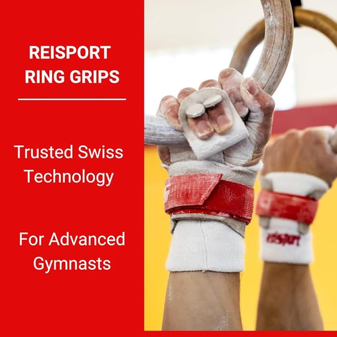 Reisport Men's Ring Gymnastics Grips - Durable Leather Hand Grips for Gymnastics Rings Men & Boys - Gymnastics Equipment & Accessories for Advanced Gymnasts
