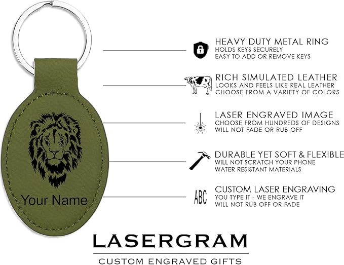 LaserGram Oval Keychain, Soccer Ball, Personalized Engraving Included