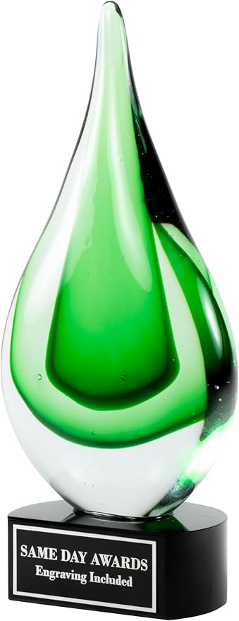 Hand-Blown Art Glass Award – Custom Engraved Elegant Award for Corporate, Sports Retirement Volunteer Recognition Leadership Personal Milestones Employee Gifts