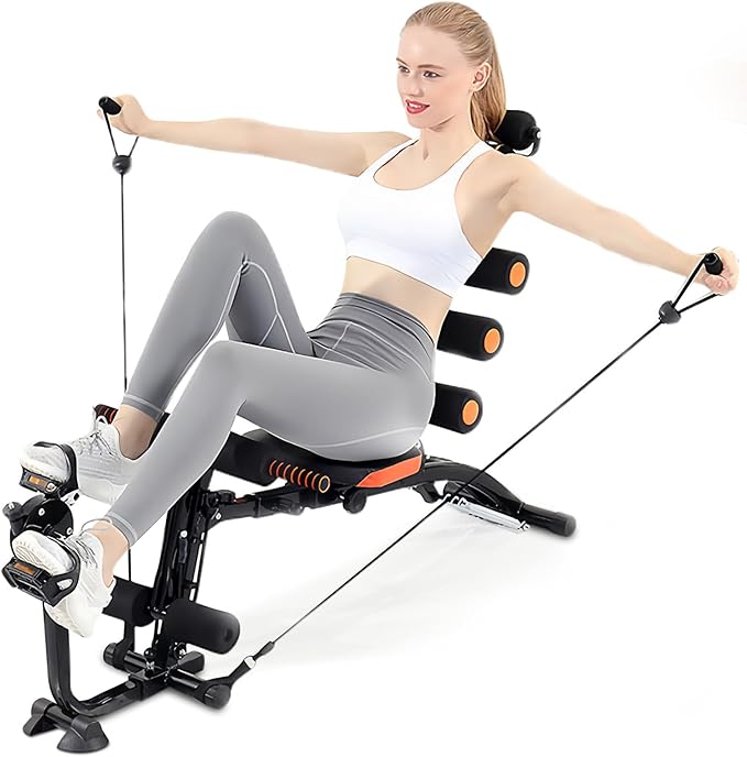 Abdominal Workout Bench – Adjustable Sit-Up Machine with Leg Lock – Home Gym Core Trainer for Abs, Crunches, Leg Raises – Foldable, Heavy-Duty Steel Frame – Max Weight 240LB