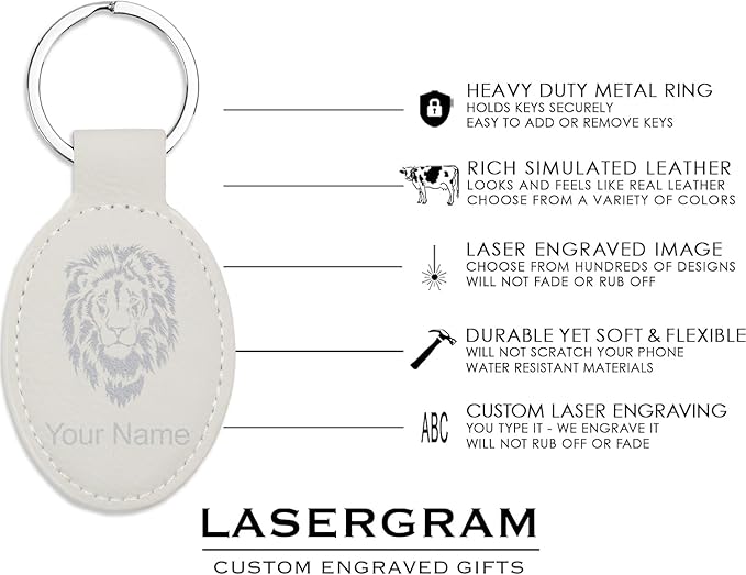 LaserGram Oval Keychain, Baseball Ball, Personalized Engraving Included (White with Silver)