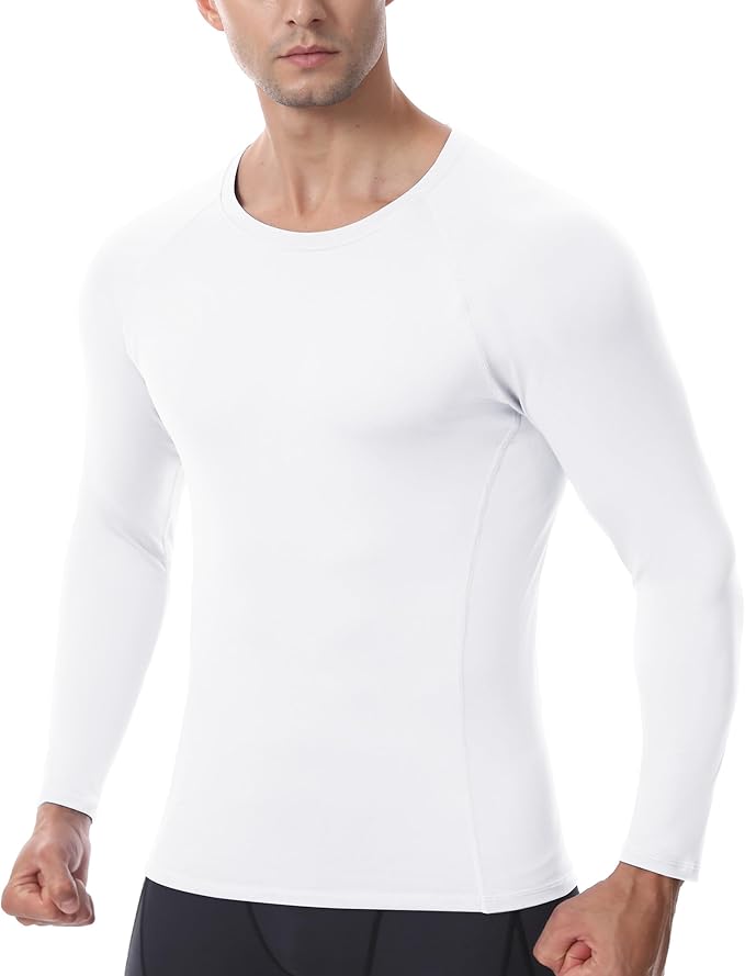Men's Long Sleeve Compression Shirt, Quick Dry Athletic Base Layer Top, Skins Fit Football Running Workout Undershirt