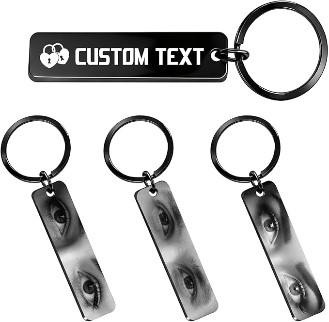 Customized Double Sided Keychain - Personalized Engraved Text/Number/Name Keychain, Custom Key chain Gift for Boyfriend