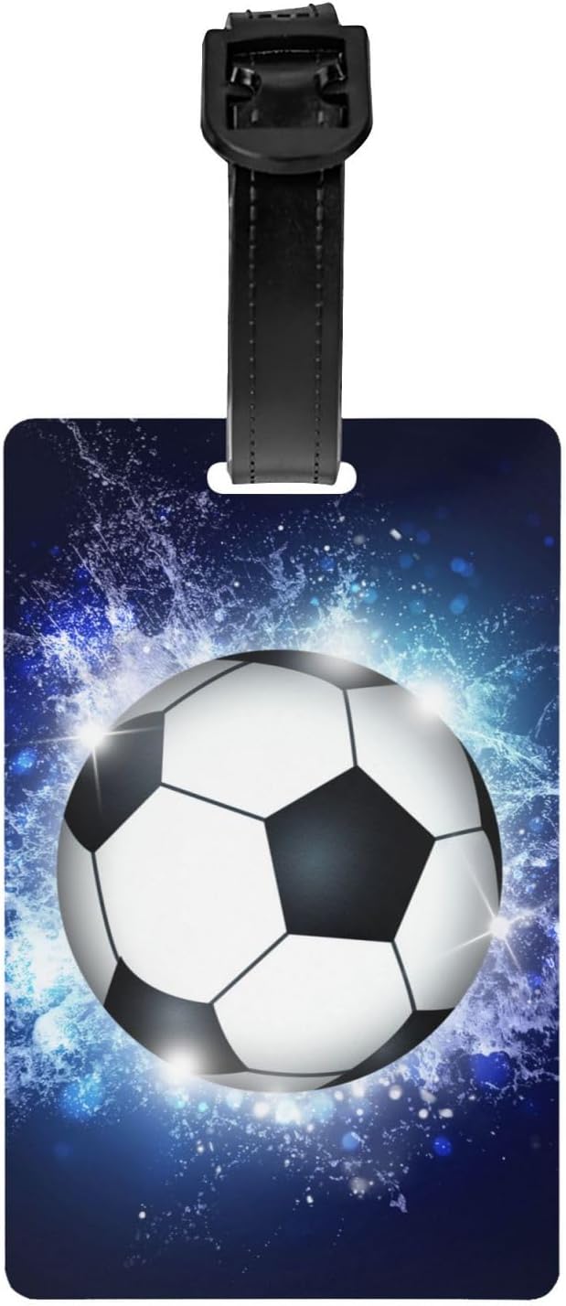 Soccer Backpack Tags for Boys, Kids Luggage Tags for Suitcases, Sports Name Tags for Teens Adults for Travel, Cool Small Bag Tag ID Identifier Label for Travel Bags