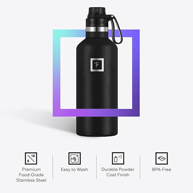 IRON °FLASK Camping & Hiking Hydration Flask with Spout, BPA-Free Insulated Stainless Steel Sports Water Bottle - 32 oz Bubble Gum