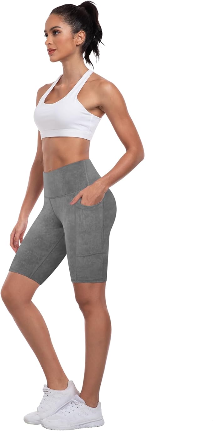 ATHVOTAR Biker Shorts Women with Pockets - 3"/5"/8" High Waisted Workout Spandex Tummy Control Gym Running Yoga Shorts
