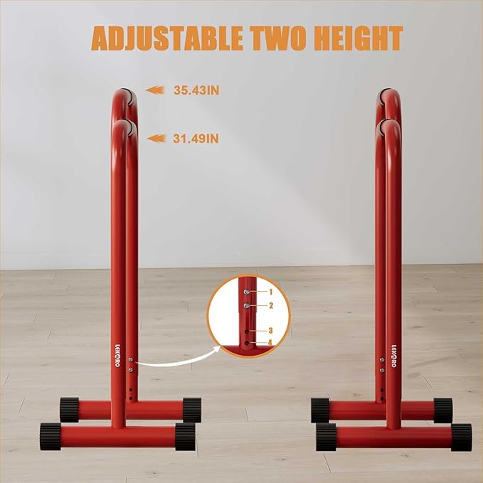 Adjustable Dip Bar, Dip Stand Station Functional Fitness Bar, Strength Training Founctional Dip Bars for Home, Fitness Equipment, Push Up Stand, Load Capacity 330LBS