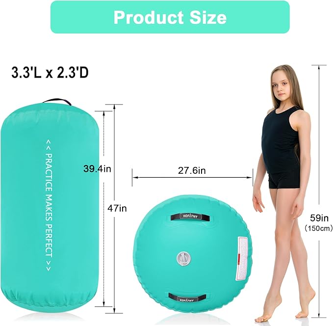 VOFiTNY Gymnastics Tumbling Equipment Air Barrel Inflatable Octagon Tumbler Roller Back-bend Trainer Cheerleading Without Pump