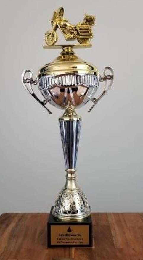 Touring Motorcycle Trophy Cup – 21 Inch Polaris Cup – Custom Engraved Motorcycle Racing Award with Marble Base for Biker Recognition Dirt Bike and Motocross Championships