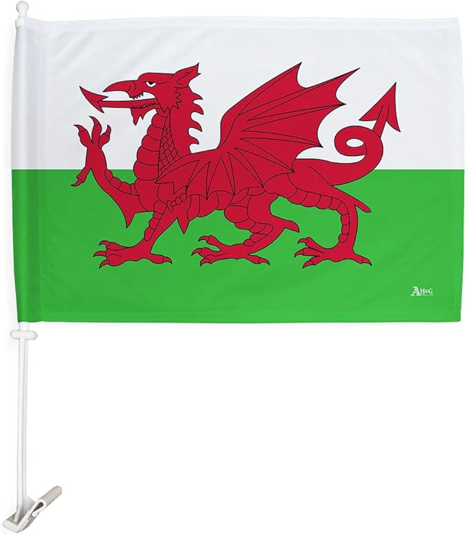 World Cup 2022 Welsh Car Flag Bandera para Carros De Welsh Auto Decorations Small Banner for Window Clip Pole Accessories FIFA Sports Fans Outdoor Flags Trophy Game Football Soccer Gifts Made in USA