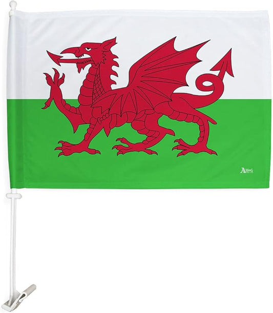 World Cup 2022 Welsh Car Flag Bandera para Carros De Welsh Auto Decorations Small Banner for Window Clip Pole Accessories FIFA Sports Fans Outdoor Flags Trophy Game Football Soccer Gifts Made in USA