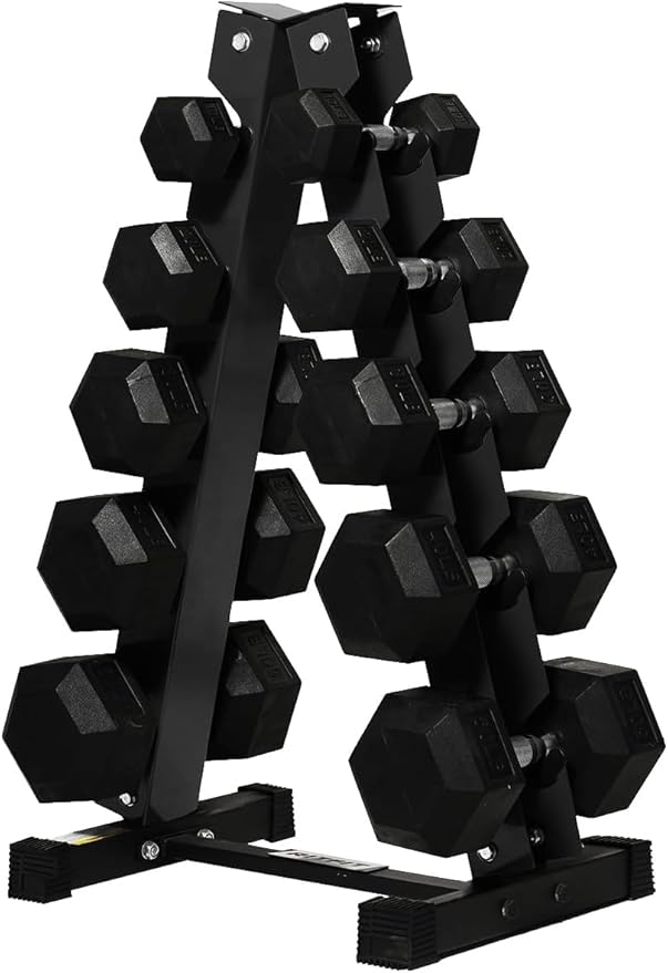 RitFit 5-300LBS Rubber Encased Hex Dumbbell Sets with Optional Rack for Home Gym, Coated Hand Weights for Strength Training, Workouts