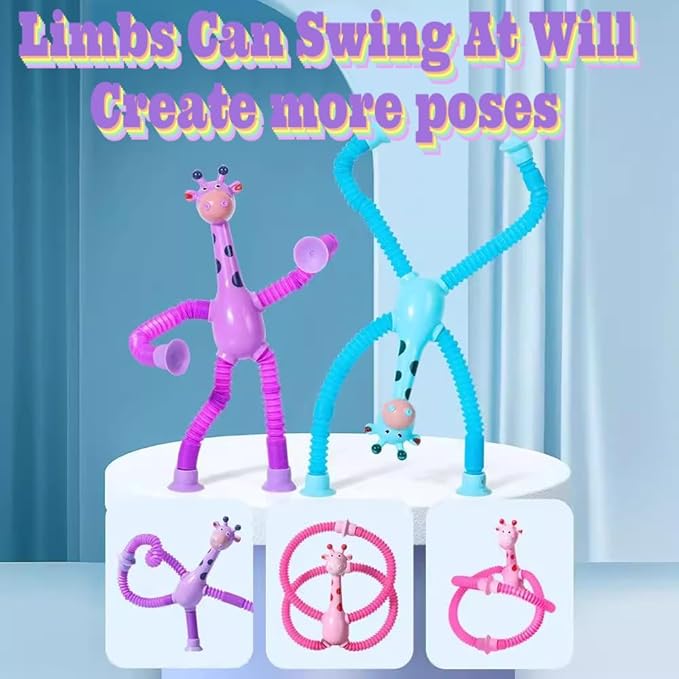 24PCS Telescopic Suction Cup Giraffe Toy,pop Tubes,Toys for Kids,Toddler Travel Toys,Toddler Sensory Toys,figette Toys,Fidget Toys for Kids,Treasure Box prizes,Small Toys for Kids prizes
