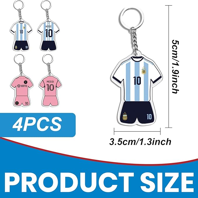 4PCS Soccer Ball Keychain World Cup Set Blue and Pink 2026 Football Player Keychains International Sports Pride Accessories for Soccer Fans
